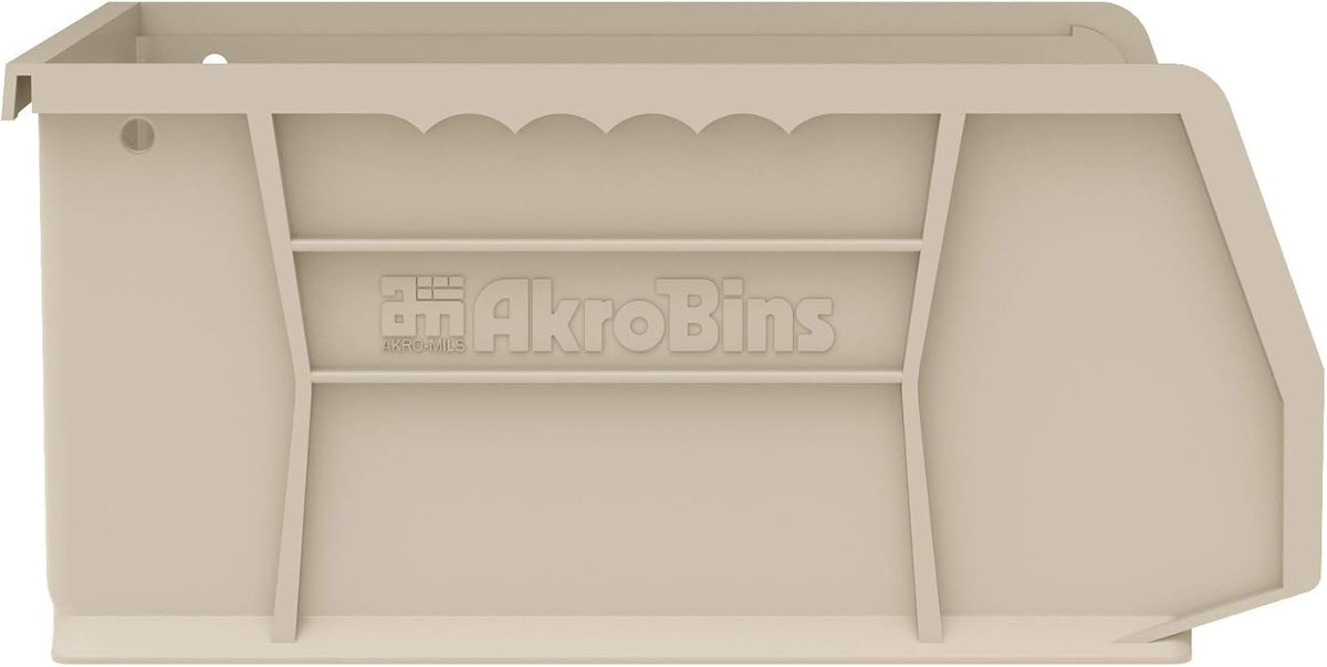 Akro-Mils 30235 Plastic Storage Stacking Hanging Akro Bin, 11-Inch by 11-Inch by 5-Inch, Stone, Case of 6