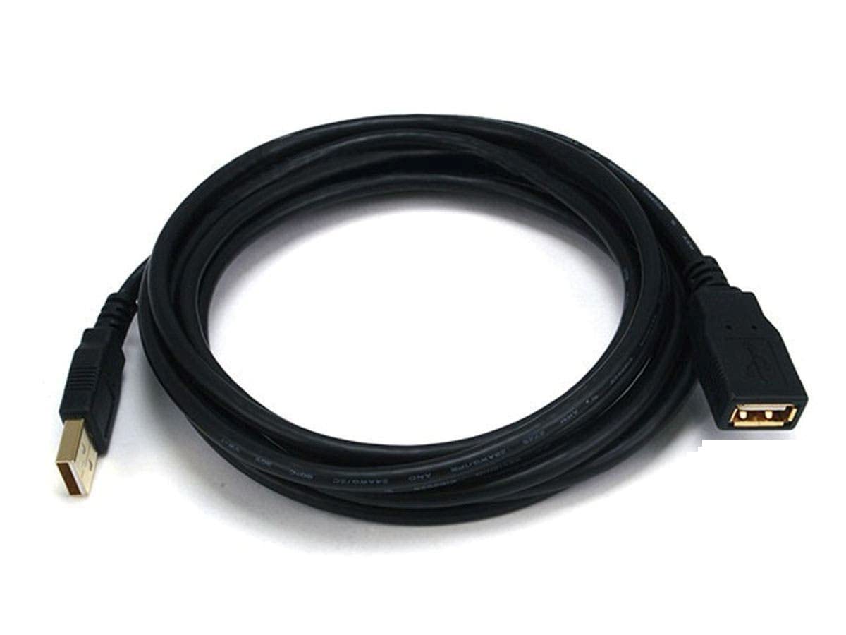 Monoprice Cable de Extensión USB Tipo A Chapado en Oro - Paquete de 5 - 3 metros (10 pies) - Negro -