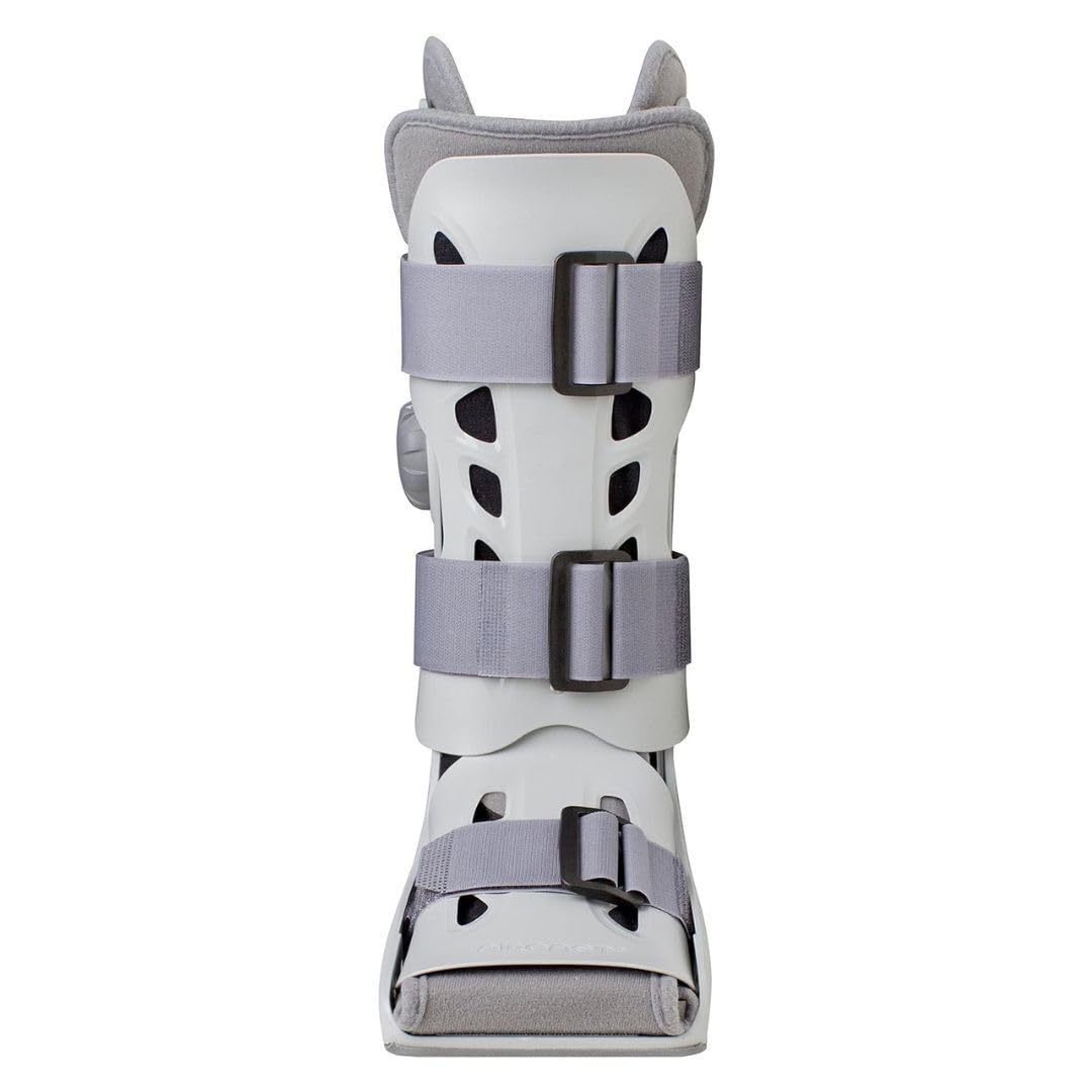 Aircast Airselect Elite Walker Boot, ajuste universal, mediano (gris) | Carcasa semirrígida, celdas de aire dúplex para control de edema, inflado integrado