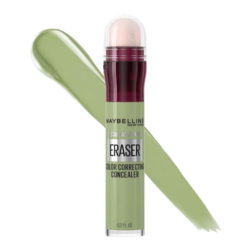 Maybelline Instant Age Rewind Corrector Facial 3 en 1 Anti-Ojeras, Neutraliza Rojeces e Imperfecciones, Corrector Base Contour e Iluminador, Hidrata 12 Horas, Tono Green 151, 6 ml
