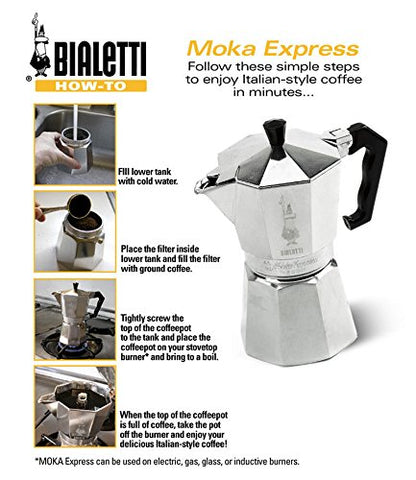 Bialetti 6800 Moka Express Percolator, Plateado, 9 Tazas, 1