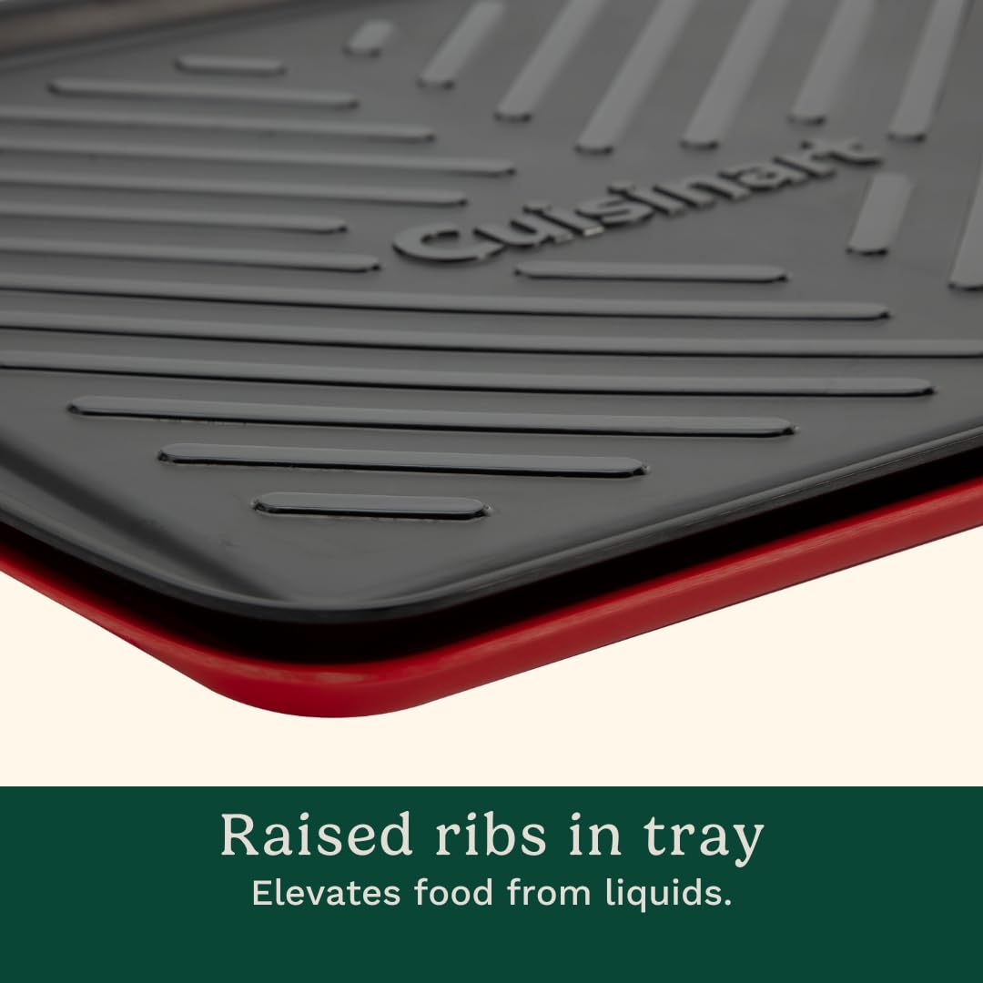 Cuisinart Bandejas Parrilla Set 2 Piezas Roja y Negra | Bandejas de preparación tamaño mediano, sin contaminación cruzada, apto para lavaplatos, hechas de melamina, fácil limpieza