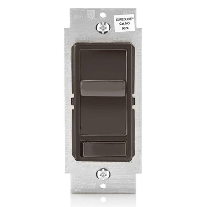 Leviton SureSlide - Interruptor de atenuación para bombillas LED regulables, halógenas e incandescentes, 6674-P0B, color café