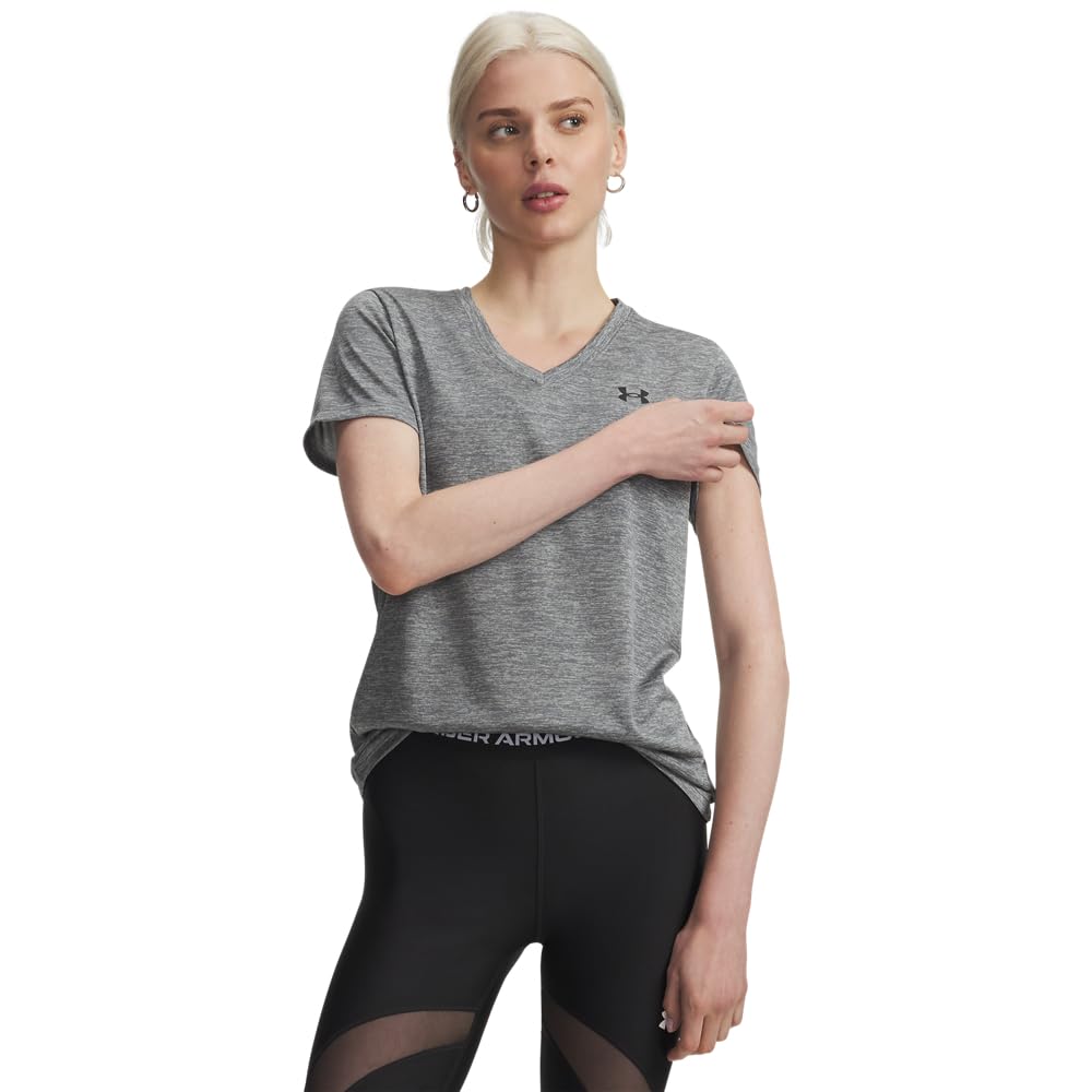 Under Armour Tech Twist Playera Cuello en V Mujer - (709) Clay Green - Black - XS