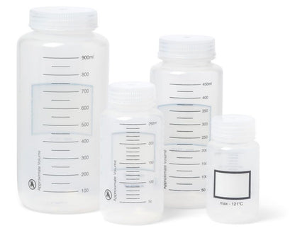 United Scientific® Unistore™ - Contenedores de muestras con tapas, botella de reactivo graduada de boca ancha de polipropileno, botellas de 16 onzas (500 ml), botellas de plástico multiusos con tapas