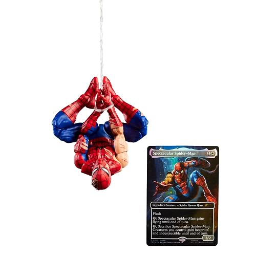 Marvel Legends Spider-Man Magic The Gathering Figura Articulada 15 cm | Marvel Legends Spider-Man Figura de acción de 6 pulgadas Magic The Gathering Wave 1 - Spider-Man Battle Damaged