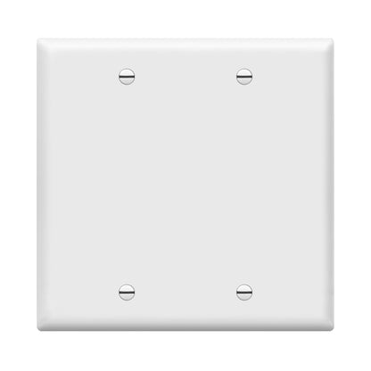 ENERLITES - Placa de pared para dispositivo doble en blanco, acabado brillante, tamaño estándar de 2 bandas, 4.5 x 4.5 pulgadas, policarbonato termoplástico, 8802-W, blanco