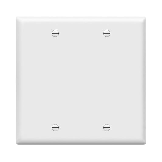 ENERLITES - Placa de pared para dispositivo doble en blanco, acabado brillante, tamaño estándar de 2 bandas, 4.5 x 4.5 pulgadas, policarbonato termoplástico, 8802-W, blanco
