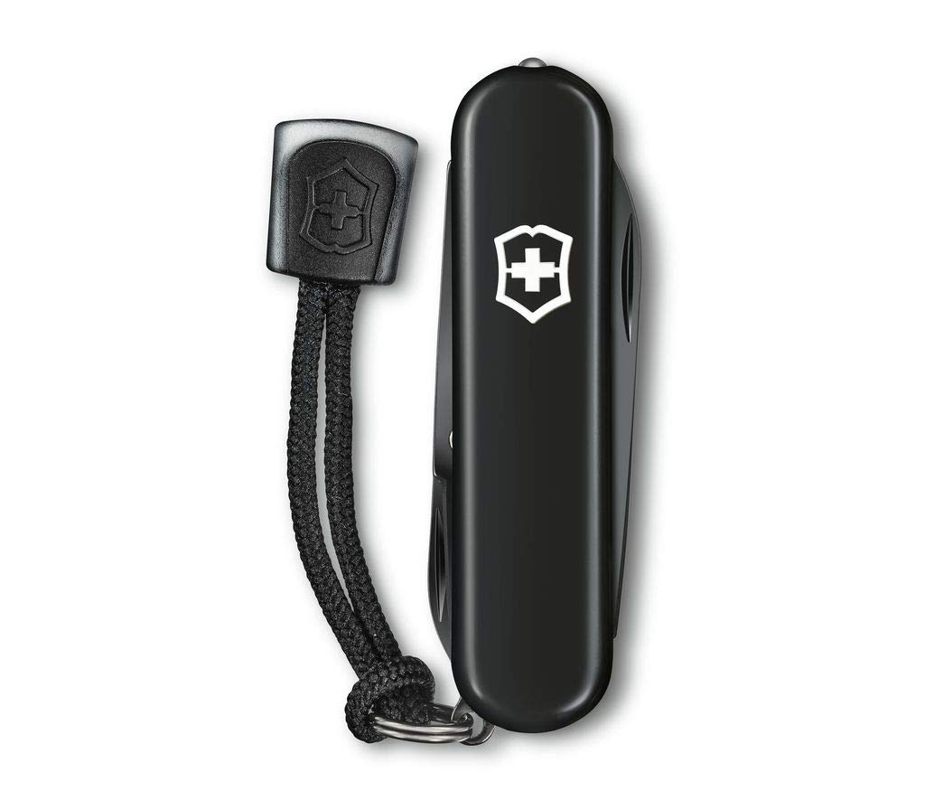 Victorinox Signature Lite Onyx Black, 8 Usos | Herramienta compacta para uso diario con tijeras, luz LED y acabado monocromático. Ideal para llaveros. Hecho en Suiza