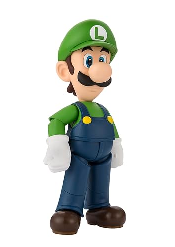 TAMASHII Nations S.H. Figuarts Super Mario Luigi Figura | 4.3 pulgadas alto, accesorio ladrillo, accesorio carcasa roja, soporte incluido