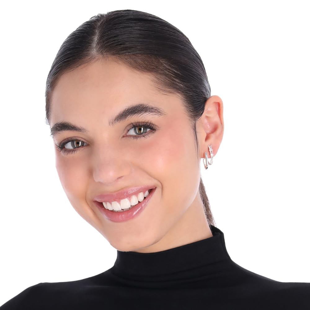 Anne Klein Aretes Plateado Aros para Mujer | Plateado, pequeño, cristal, cierre tipo poste, 1 par