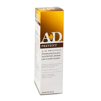 A+D Prevent Pomada para Rozaduras de Pañal en Bebés 113 g | Hipoalergénica | Vitamina A y D, Lanolina | Libre de Parabenos, Ftalatos, Sulfatos y Colorantes