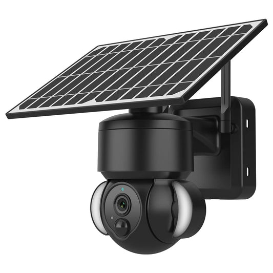 Anewone Cámara de Seguridad inalámbrica para Exteriores hogar, Sistema de vigilancia Solar PTZ con batería, WiFi, detección de Movimiento PIR, conversación bidireccional, 64GB SD Card