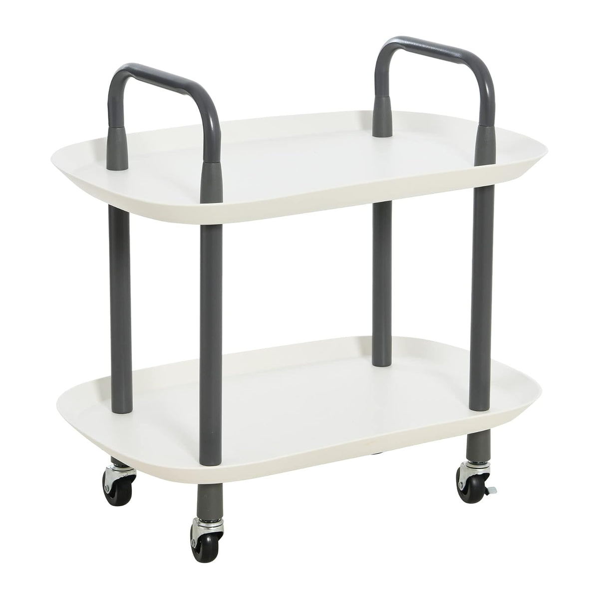 Main + Mesa Modern Carrito Rodante de 2 Niveles, Plástico y Metal - 2 niveles - Blanco y gris