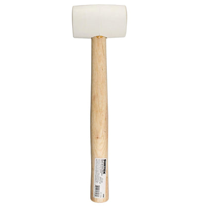 Surtek 608B Mazo con cabeza de hule blanco con mango de madera de 12", 8 oz