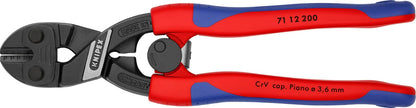 Knipex 71 12 200 SB Cobolt Corta-Alambres Compactos con Fundas Esbeltas en Dos Componentes, 200 mm, color negro