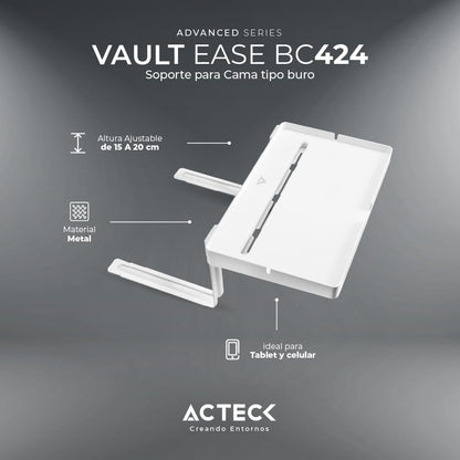 Acteck Soporte de Cama para Tablet Vault Ease BC424 Ajustable hasta 20cm Blanco AC-936606