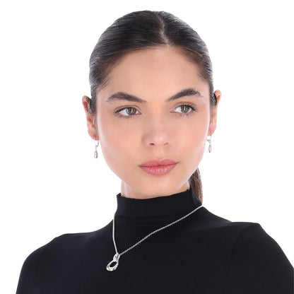 Anne Klein Collar Y Aretes Box Set Plateado Circular | Mediano, collar y 2 aretes, plateado, circular