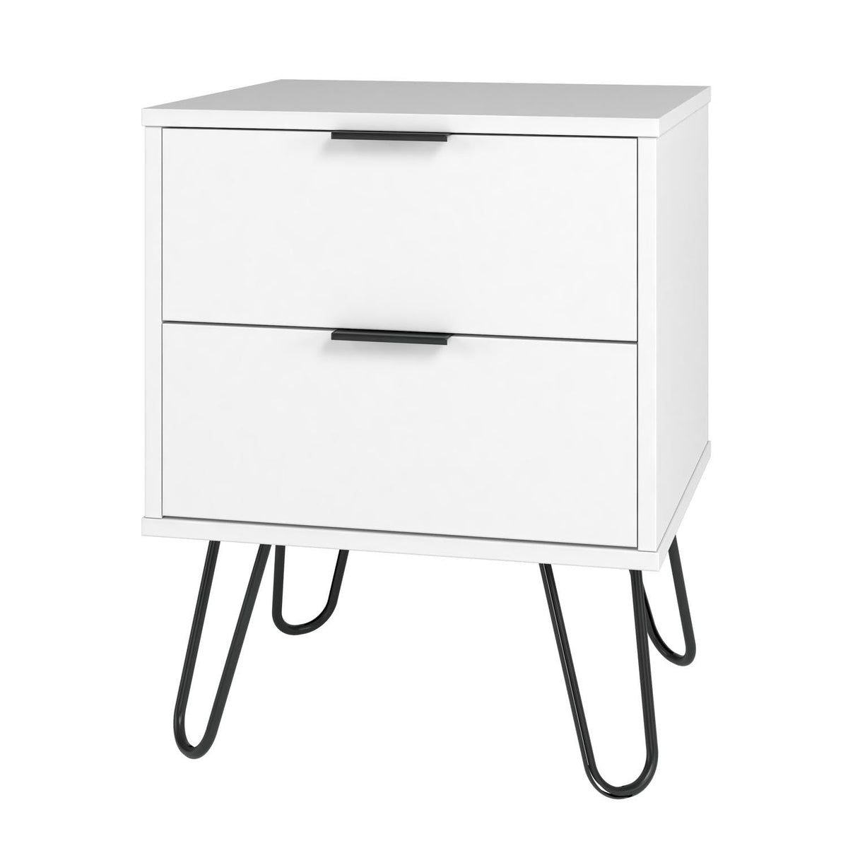 Midtown Concept Mesa Auxiliar de Noche, con 2 cajones, de Madera, Estilo Minimalista, Color Blanco