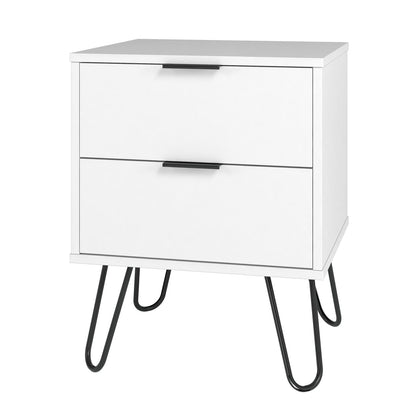 Midtown Concept Mesa Auxiliar de Noche, con 2 cajones, de Madera, Estilo Minimalista, Color Blanco