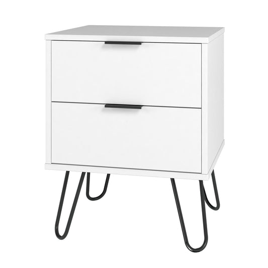 Midtown Concept Mesa Auxiliar de Noche, con 2 cajones, de Madera, Estilo Minimalista, Color Blanco
