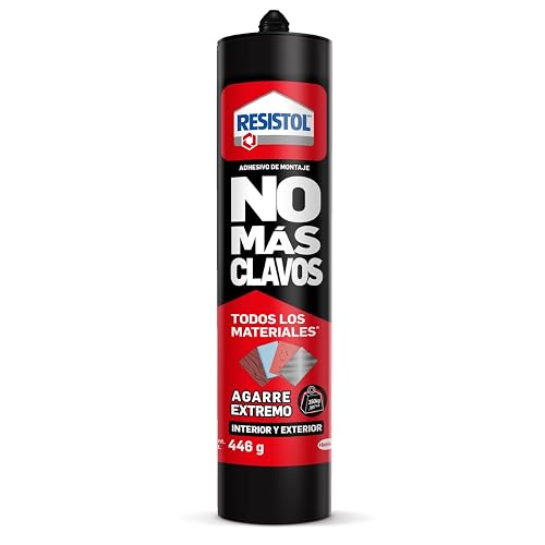 Resistol No Más Clavos Agarre Extremo, pegamento multimaterial, adhesivo fuerte y resistente, pegamento con propiedades de sellador de agarre inmediato e impermeable, 446 g