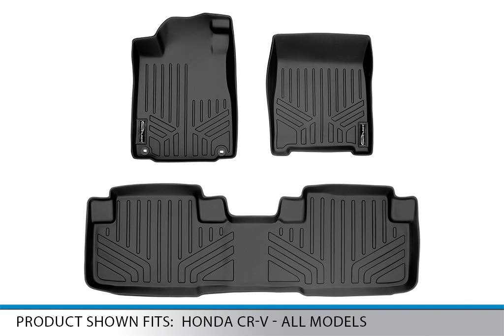 SMARTLINER Juego de tapetes de Piso de Recubrimiento, de 2 Filas, para Honda CR-V 2012-2016, Color Negro