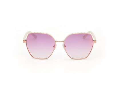 Guess Lentes de Sol GU00108 para Mujer, Color Blanco con Armazón Metálico y Micas Humo Degradado con Protección UV Nivel 1