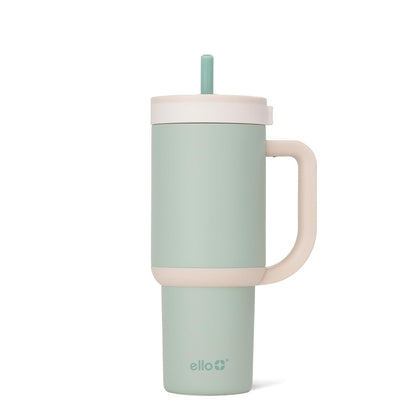 Ello Oasis - Vaso de 24 onzas con mango y popote retráctil, taza de acero inoxidable aislada reutilizable 100% a prueba de fugas, regalos para adolescentes, mujeres y hombres, mantiene el frío durante