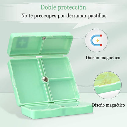 GeorgeX Pastillero Semanal de 7 Días, Pastillero Portátil de Viaje, Caja de Almacenamiento de Medicamentos con Siete Compartimentos para Medicamentos Vitamínicos y Suplementos (Verde)