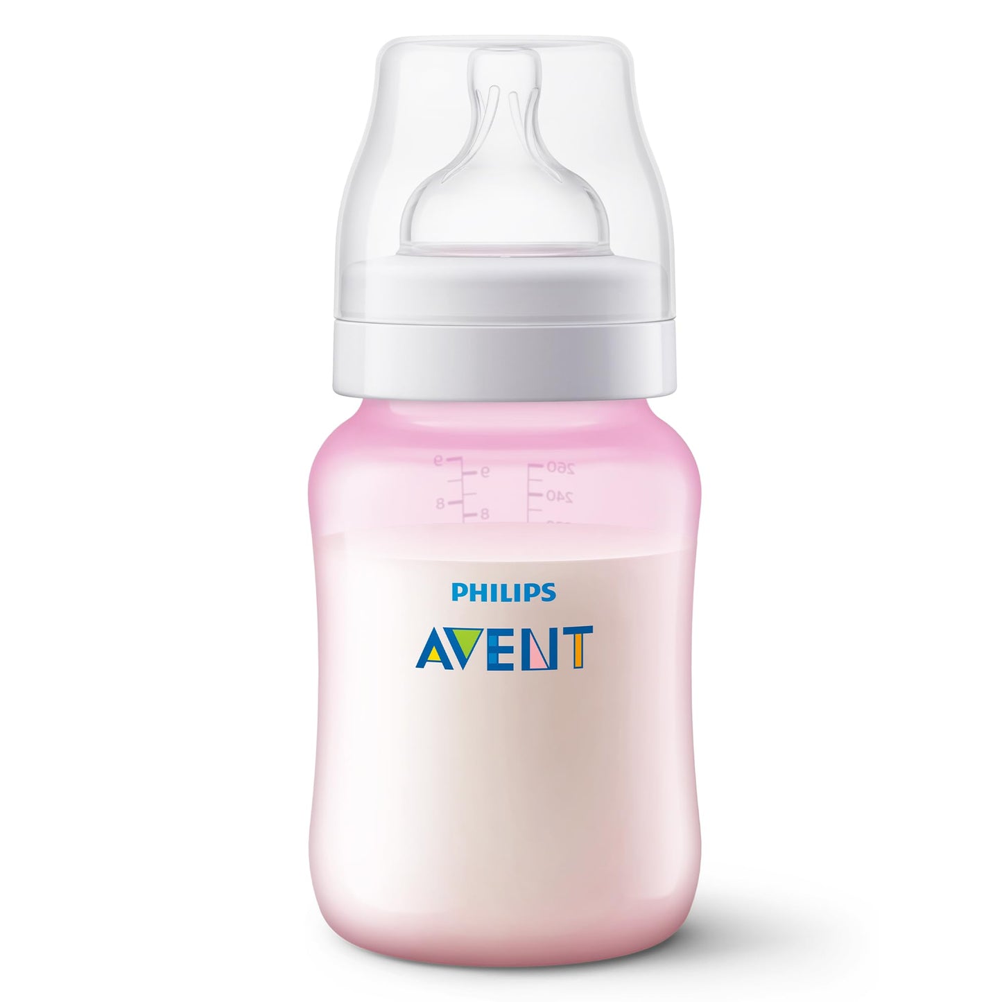 Philips Avent Biberón Anti-colic│con válvula anticólicos│Rosa│9 oz/260 ml│1 m+│4 pzs│SCY121/19