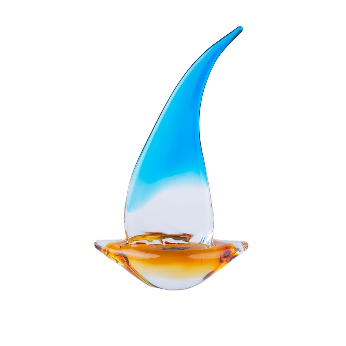 Running Velero de Cristal | Adornos para Sala, Oficina y Escritorio | Figura Decorativa | Azul Cielo | 26 x 6 cm Decora