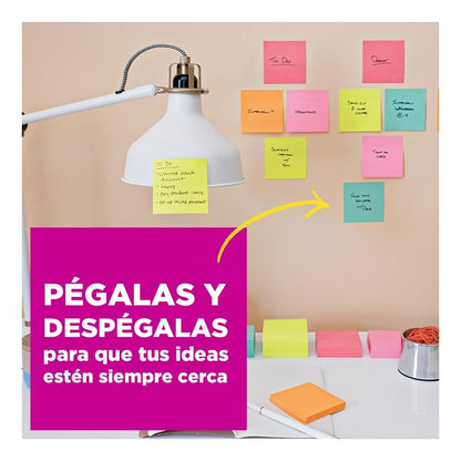 POST-IT 3M Notas Adhesivas 2x Poder de Adhesión Color Negro 350 hojas | Ideales para crear, planear y organizar, Super adhesivas, Multiusos, 76 x 76mm, 5 pads con 70 piezas c/u