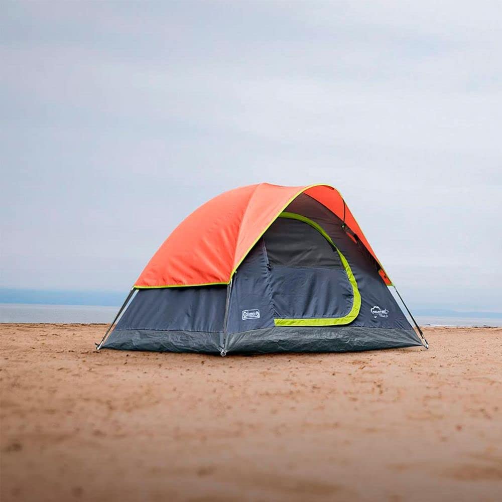 Coleman Tienda Casa Campaña para 4 Personas Camping - Color Gris con Naranja - Modelo Tulum 2147126 - Ideal para Acampar y Playa