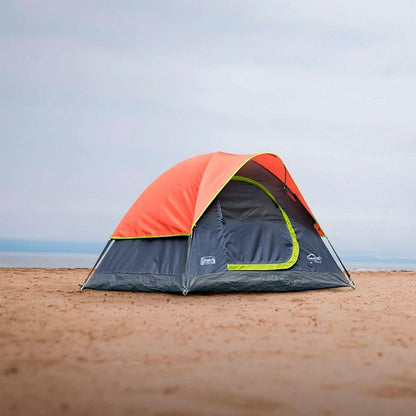 Coleman Tienda Casa Campaña para 4 Personas Camping - Color Gris con Naranja - Modelo Tulum 2147126 - Ideal para Acampar y Playa