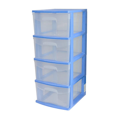 Italhome Cajonera ONYX 4 de Plástico Azul con 4 Cajones Transparentes, Organizador Multiusos para Recámara, Oficina o Cocina