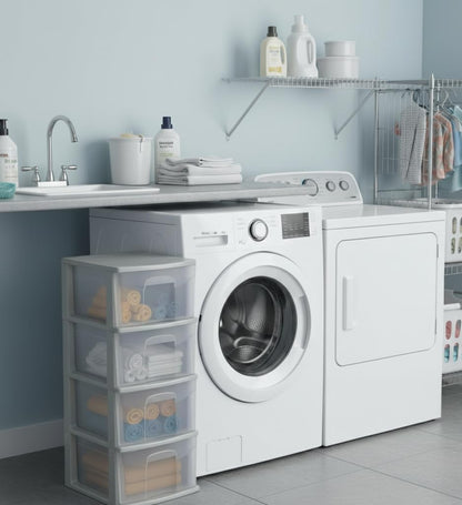 Italhome Cajonera ONYX 4 de Plástico Gris con 4 Cajones Transparentes, Organizador Multiusos para Recámara, Oficina o Cocina
