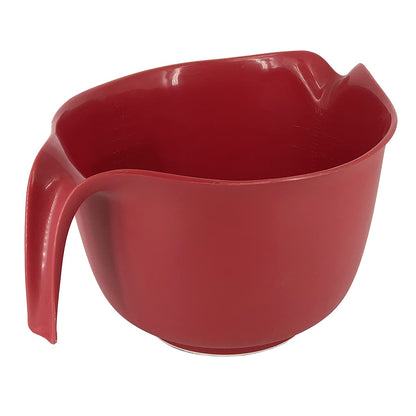 GLAD - tazón para mezclar con asa, 3 cuartos de galón, plástico resistente con boquilla de vertido y base antideslizante, apto para lavaplatos para cocinar y hornear, color rojo