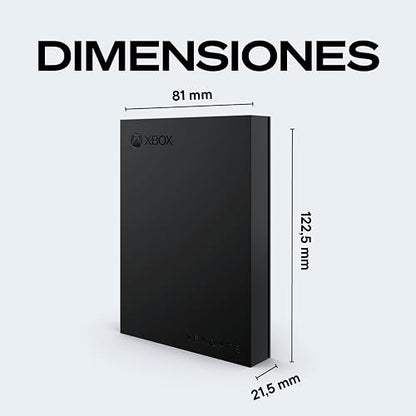 Seagate Disco Duro Externo portátil para Xbox 4 TB – USB 3.2 Gen 1, Negro con Barra LED Verde incorporada, Certificado Xbox, Servicios de Rescate de 3 años (STKX4000402)