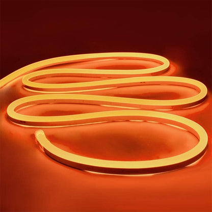 DOSYU Neón flex Tira LED luces de 5 Metro Tira led monocromo Forma ajustable para TV, Dormitorio,Halloween, Navideña, Decoración Hogareña, Iluminación de Armario con LED 3528 Brillante(Naranja)