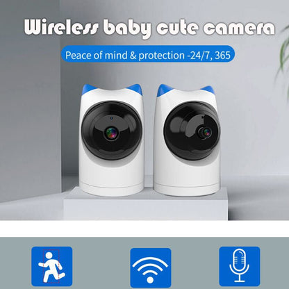 Omibum Cámara WiFi de 2MP Seguridad Cámara de Vigilancia Interior, Audio Bidireccional, Control Remoto, Detección de Movimiento, Visión Nocturna (Azul-64G)