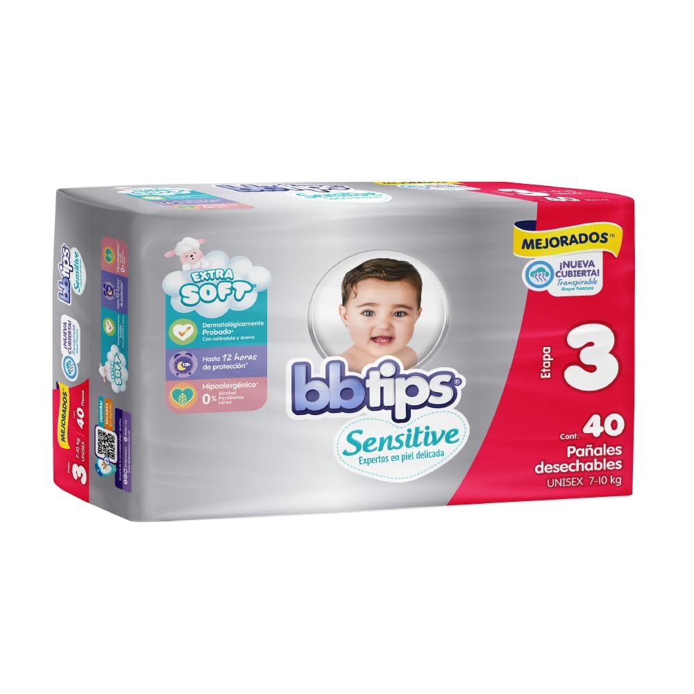 BBtips Sensitive Pañales, Baby Diapers Boys, Rojo (Red), Talla 3 Paquete De 160 Paquete De