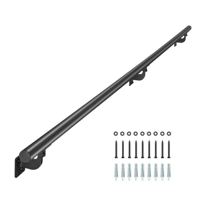 VEVOR Pasamanos de Escalera de Pared, Aluminio Galvanizado Negro, Diámetro de Tubo 32 mm, para Interior y Exterior, Pasamanos Industrial para Escalones, Balaustre de Seguridad, 2130 x 84 x 128 mm