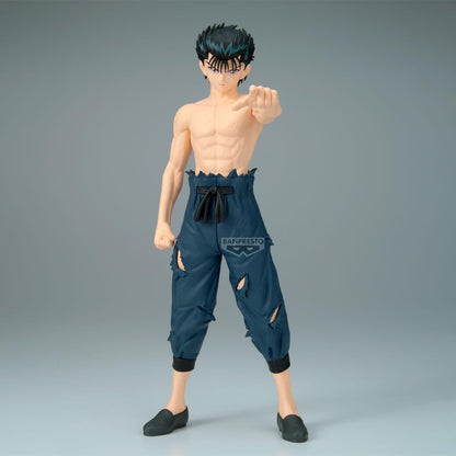 Banpresto - Yusuke Urameshi, Figura Maximatic, Yu Yu Hakusho, 21 cm (8.3") | Torso descubierto, pantalón rasgado, puño en combate, soporte incluido, sensación de movimiento, licencia Bandai Namco