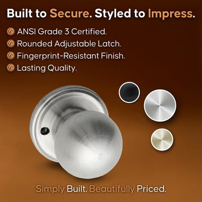Copper Creek BK2090SS Ball Dummy Door Knob, Satin Stainless