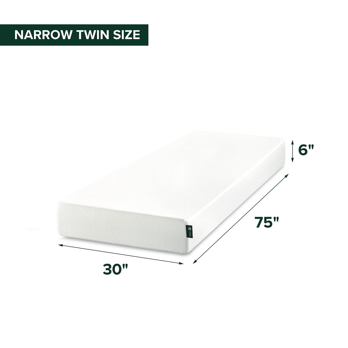 ZINUS Colchón híbrido de Espuma y Resorte de 6 Pulgadas, 75 x 30 Pulgadas, Estrecho, rodar, litera, Cama de día, Compatible con RV, sensación de firmeza Media, Certificado CertiPUR-US