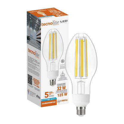 Tecnolite - Foco de Alta Potencia 360° LHB LED Filamento 32 W, Luz Blanca Fría, Base E27, Foco Omnidireccional
