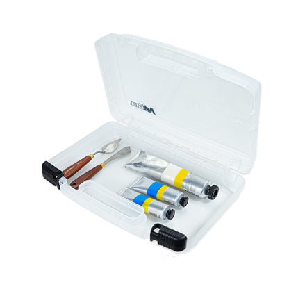 ArtBin Estuche de Transporte de visión rápida, Mediano, 14'', 6 | Pestillos bloqueables, 14 x 3.375 x 10.25 pulgadas, tapa de visión transparente, asa de transporte, portátil, transparente