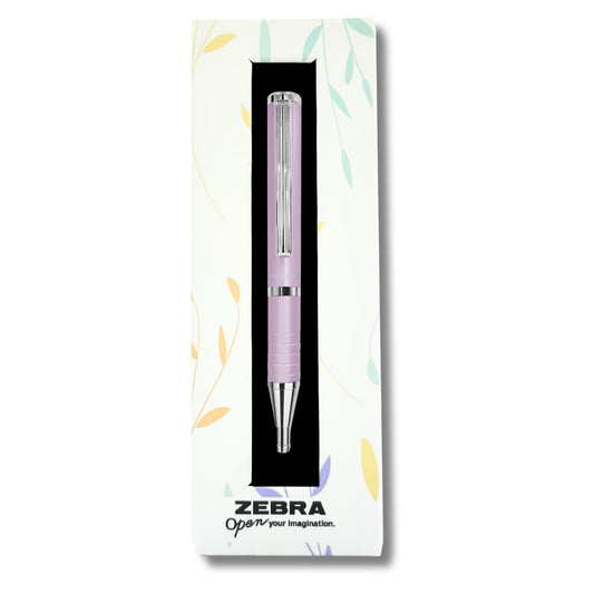 Zebra Bolígrafo Deslizable Slide Pen Con Estuche Floral Punto Mediano (1.0 mm) Tinta negra base aceite (Rosa claro)