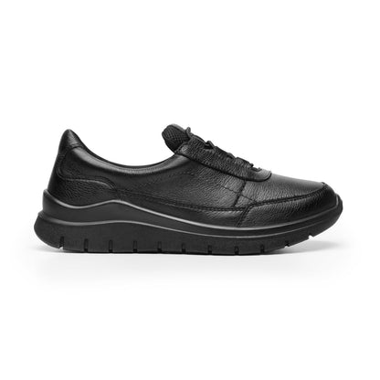 Flexi Tenis Confort de Piel para Mujer con Cordones elásticos 130201 - 27.0 cm - Negro